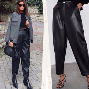 ZARA Faux Leather Slouchy Pants